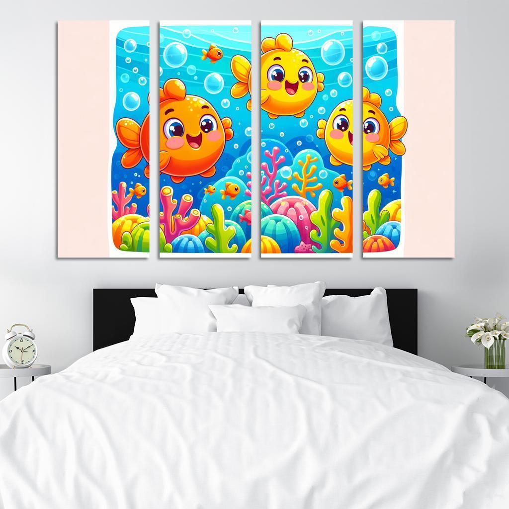 Giggles With Goldfish - Underwater Fun Framed Paintings