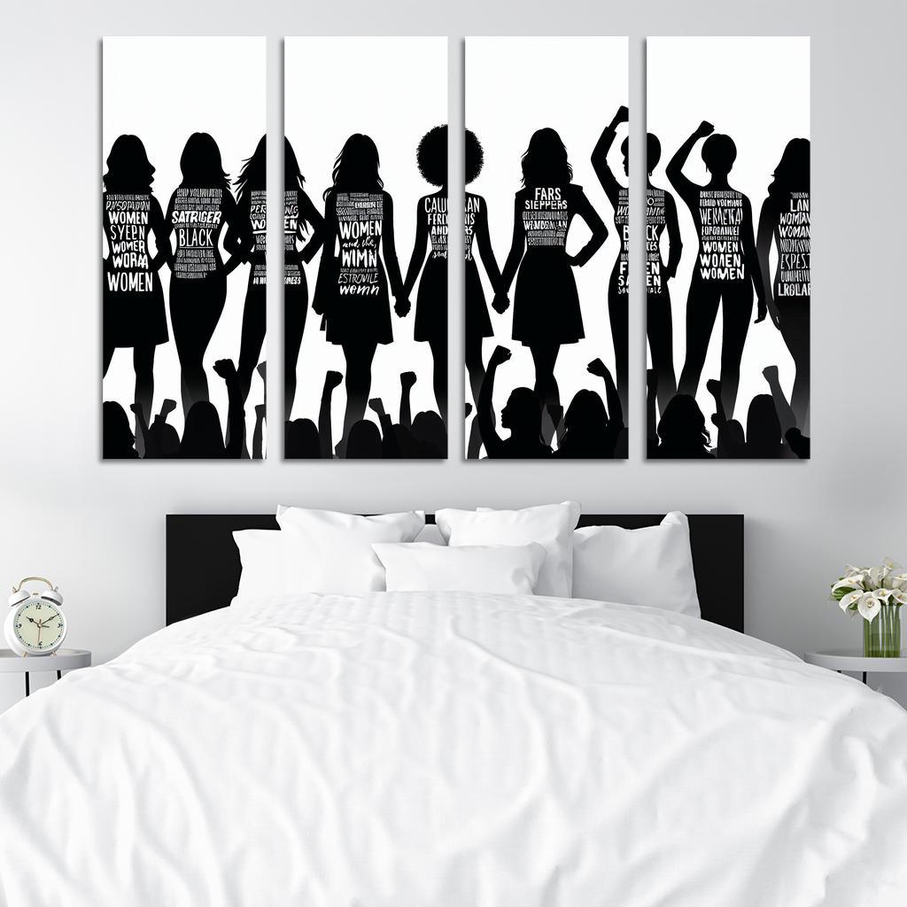 Voices of Change Empowering Women through Art 4 Piece HD Modern Canvas Panels-Original Frame