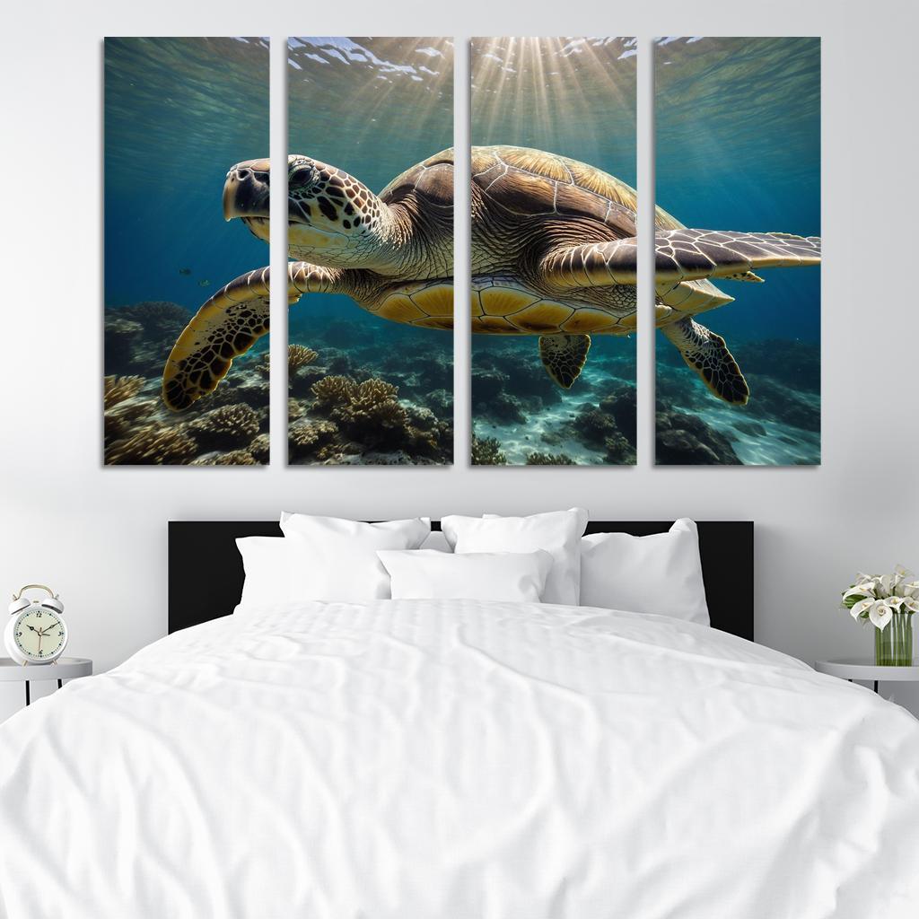 The Stunning Green Sea Turtle Multi-panel Paintings