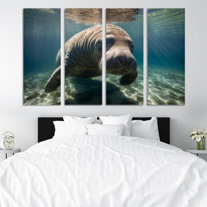 The Mysterious Manatee In Coastal Waters Framed Paintings