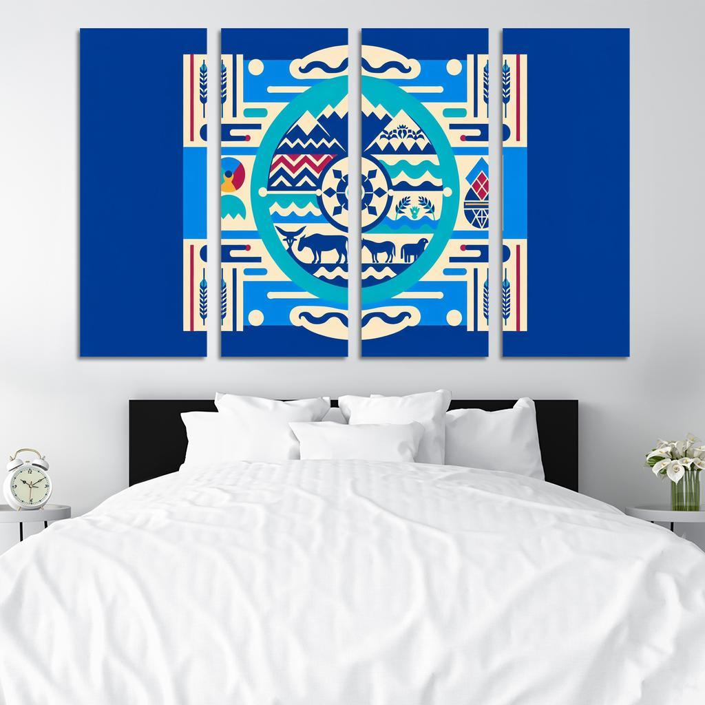 Cultural Resonance The Flag of the Navajo Nation 4 Piece HD Modern Canvas Panels-Original Frame