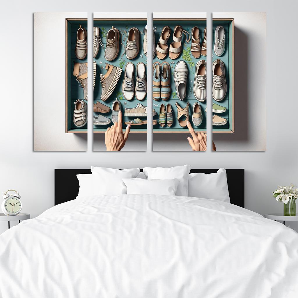Sustainable Footwear Eco-Conscious Styles 4 Piece HD Modern Canvas Panels-Original Frame