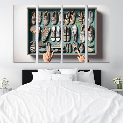Sustainable Footwear Eco-Conscious Styles 4 Piece HD Modern Canvas Panels-Original Frame