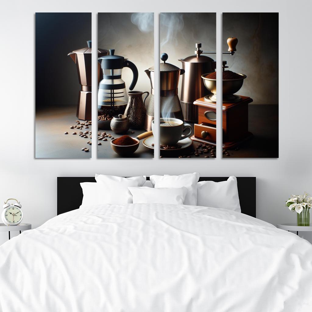 Home Brewed Coffee The Art of Crafting Perfection 4 Piece HD Modern Canvas Panels-Original Frame