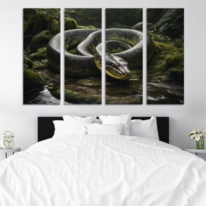 The Mysterious Green Anaconda Giant Of The Swamps Canvas Paintings Frame