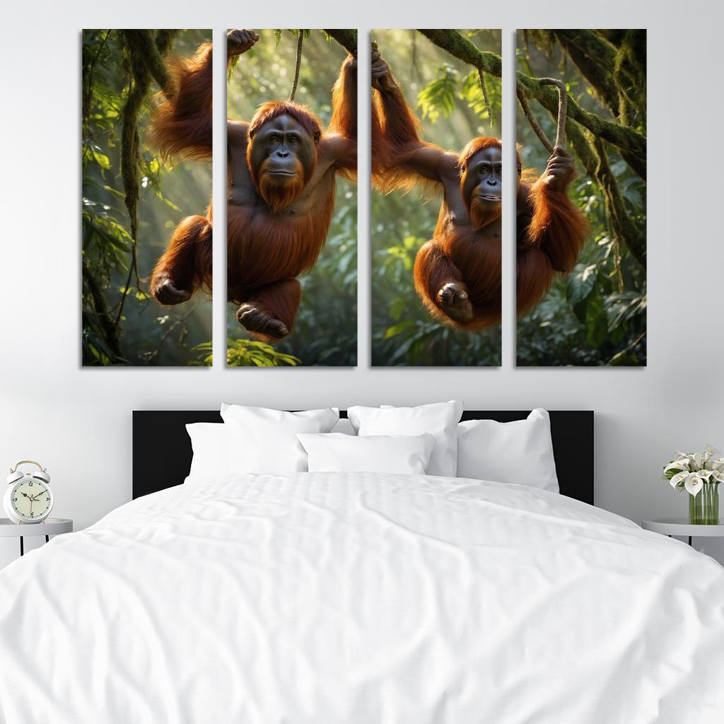 The Majestic Bornean Orangutan Multi-panel Paintings