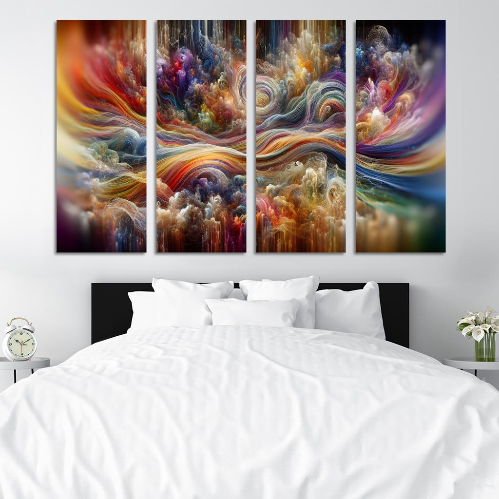 Timeless Threads of Memory 4 Piece HD Modern Canvas Panels-Original Frame