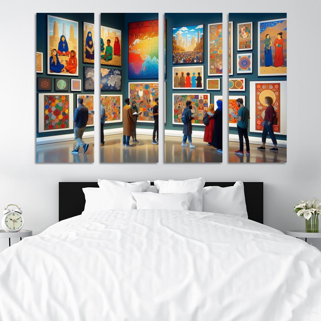 Bridging Cultures Artistic Exploration Of Global Heritage Multi-panel Paintings