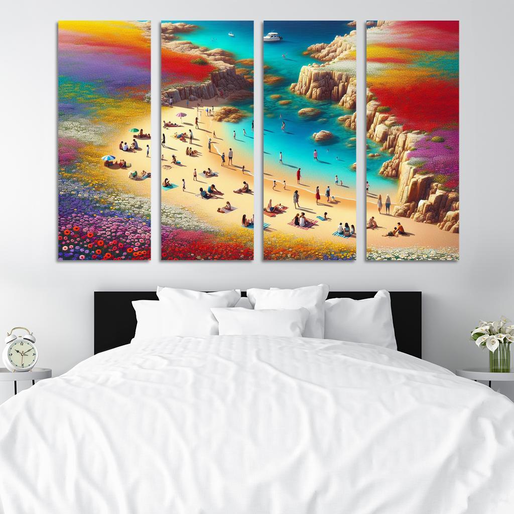 Coastal Wildflower Beach Modern Paintings Frame