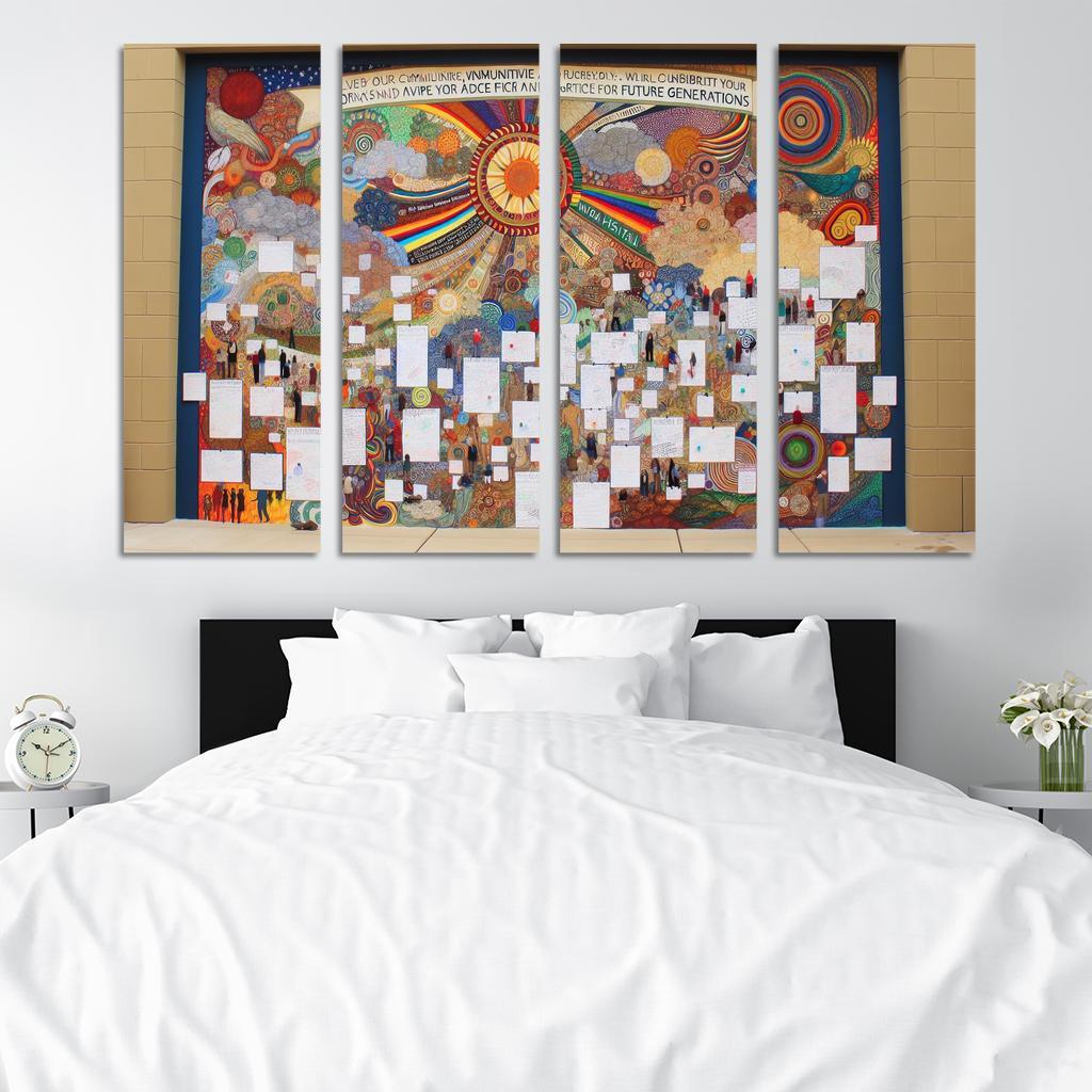 Intergenerational Wisdom Connecting the Young and the Old 4 Piece HD Modern Canvas Panels-Original Frame