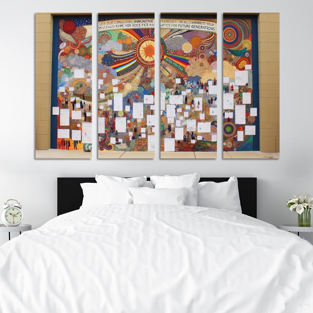Intergenerational Wisdom Connecting the Young and the Old 4 Piece HD Modern Canvas Panels-Original Frame