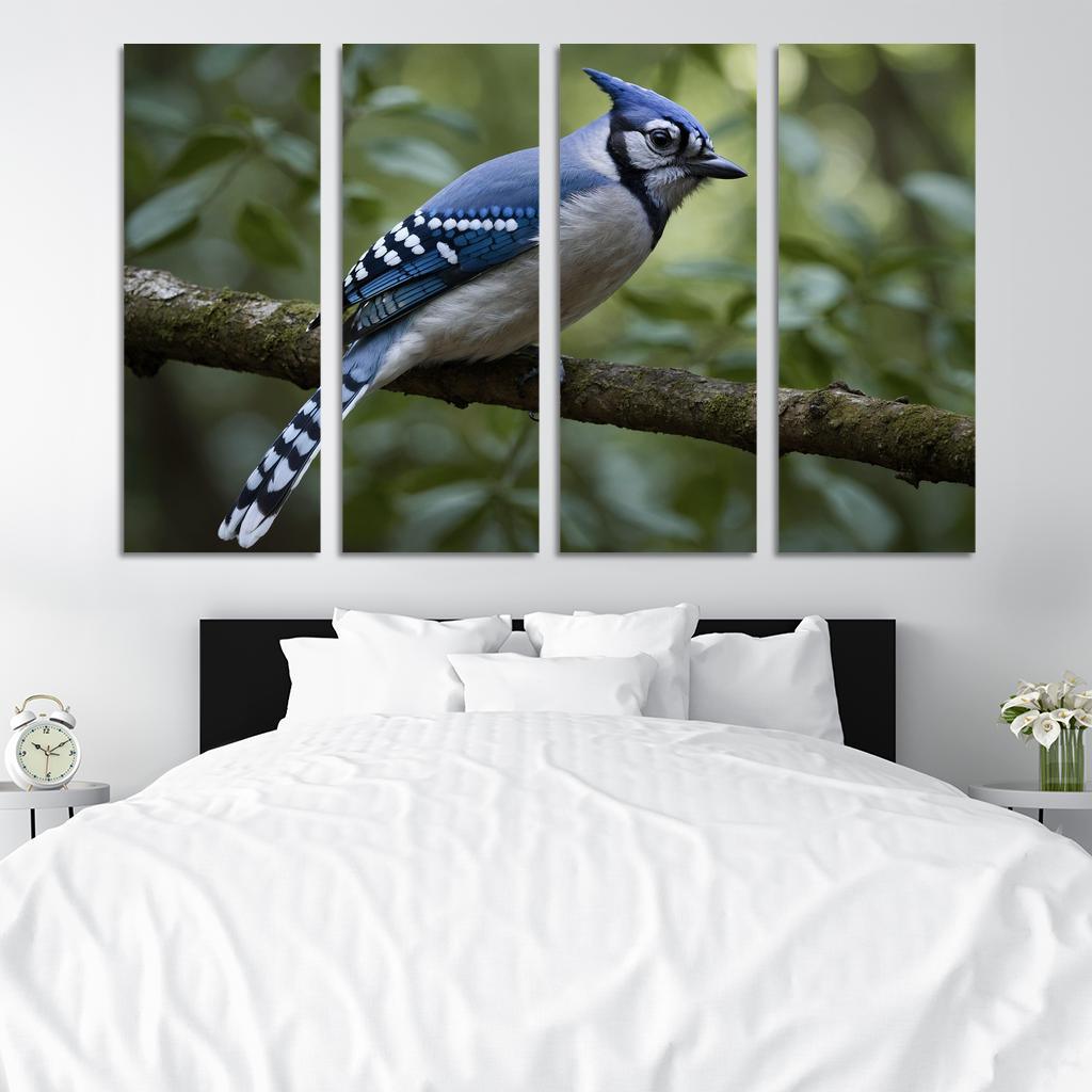 The Elegant Blue Jay In The Forest Framed Paintings