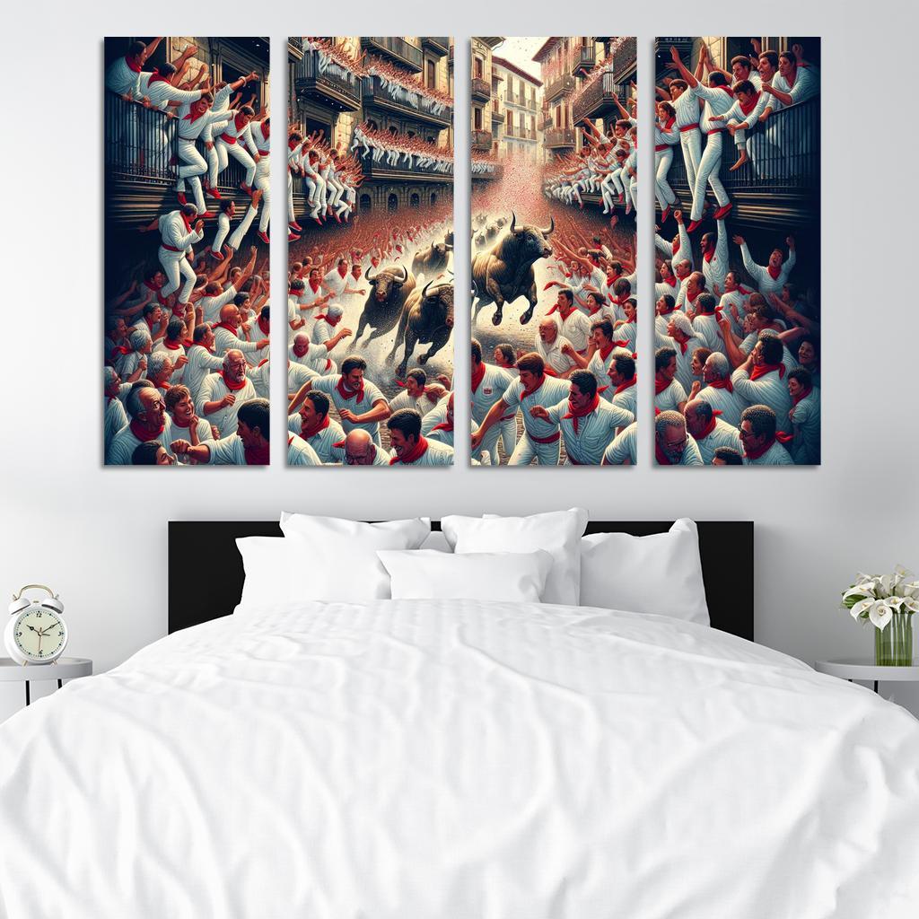 San Fermin Festival - Pamplona Spain Canvas Paintings Frame