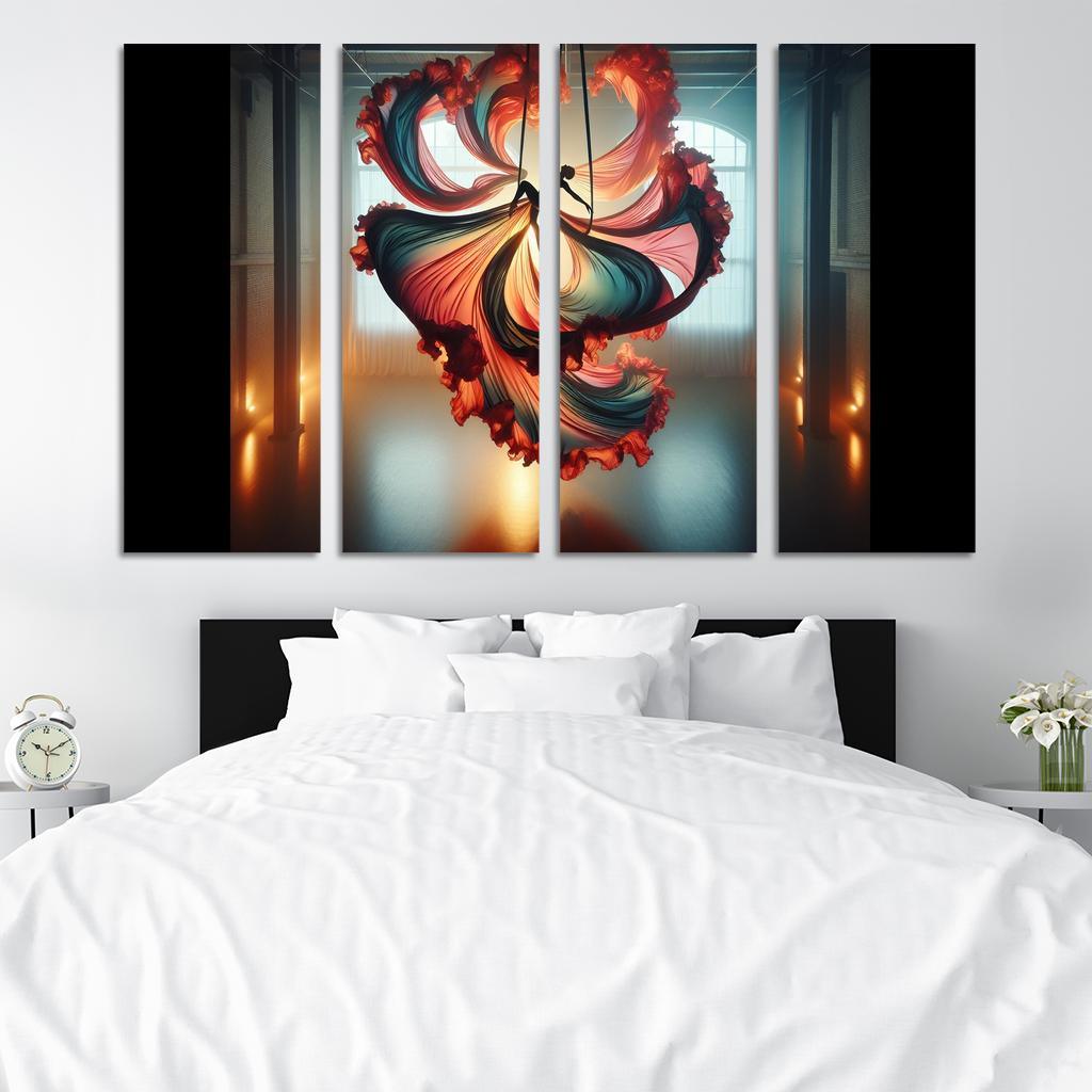 Aerial Silks Dance in the Air 4 Piece HD Modern Canvas Panels-Original Frame