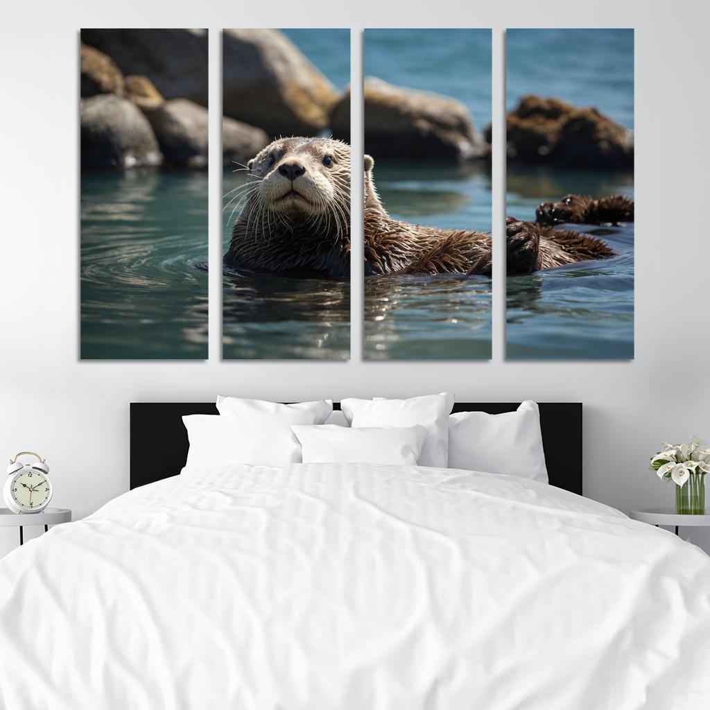 The Playful Sea Otter In Coastal Waters Canvas Paintings Frame