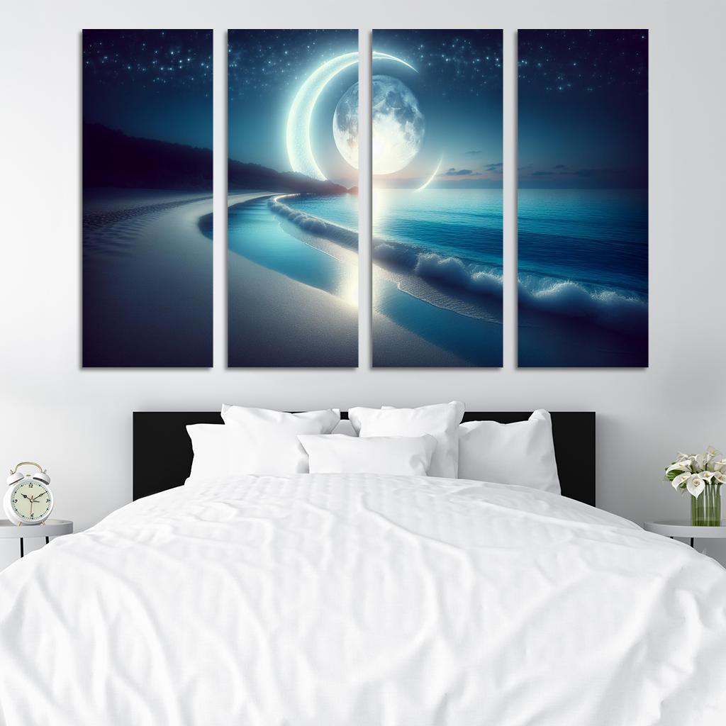 Crescent Moon Beach Lunar Views Abstract Paintings Frame