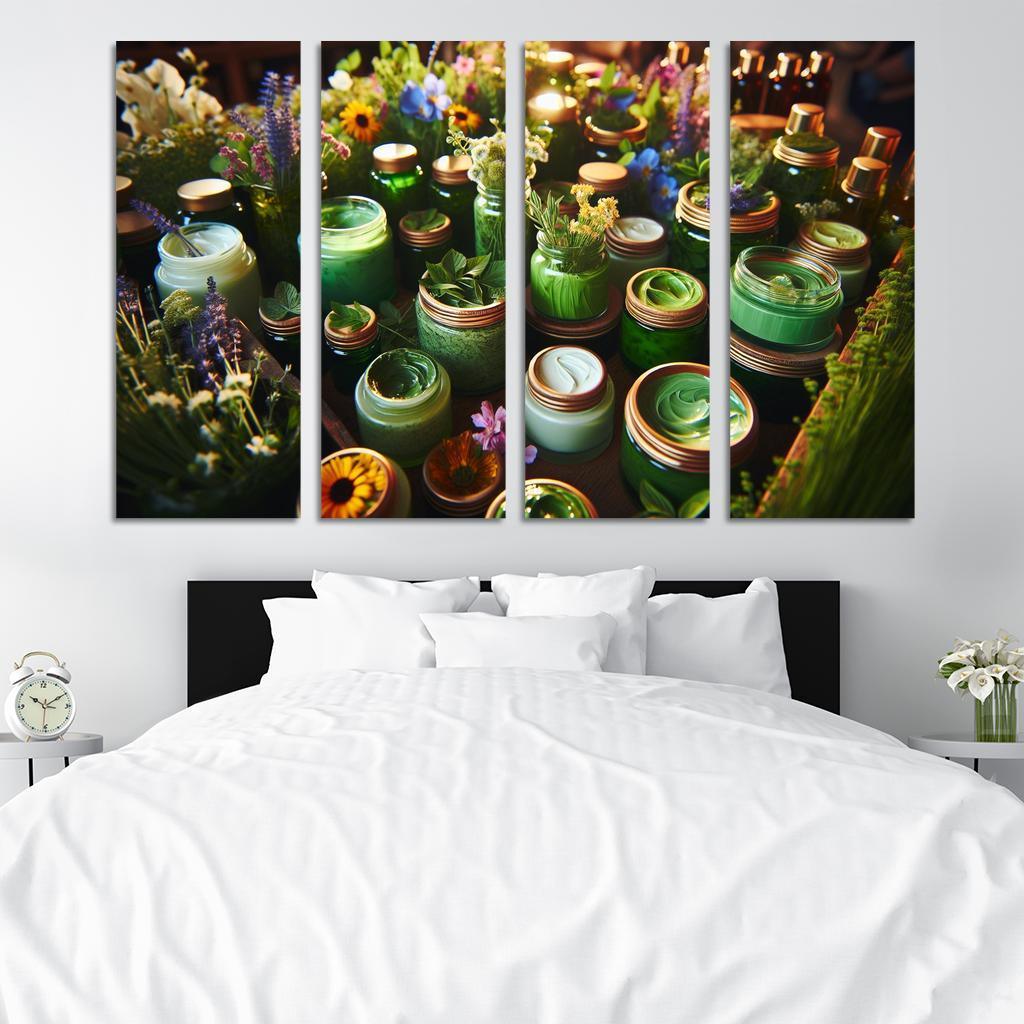 Nature-Inspired Beauty Botanical Ingredients 4 Piece HD Modern Canvas Panels-Original Frame