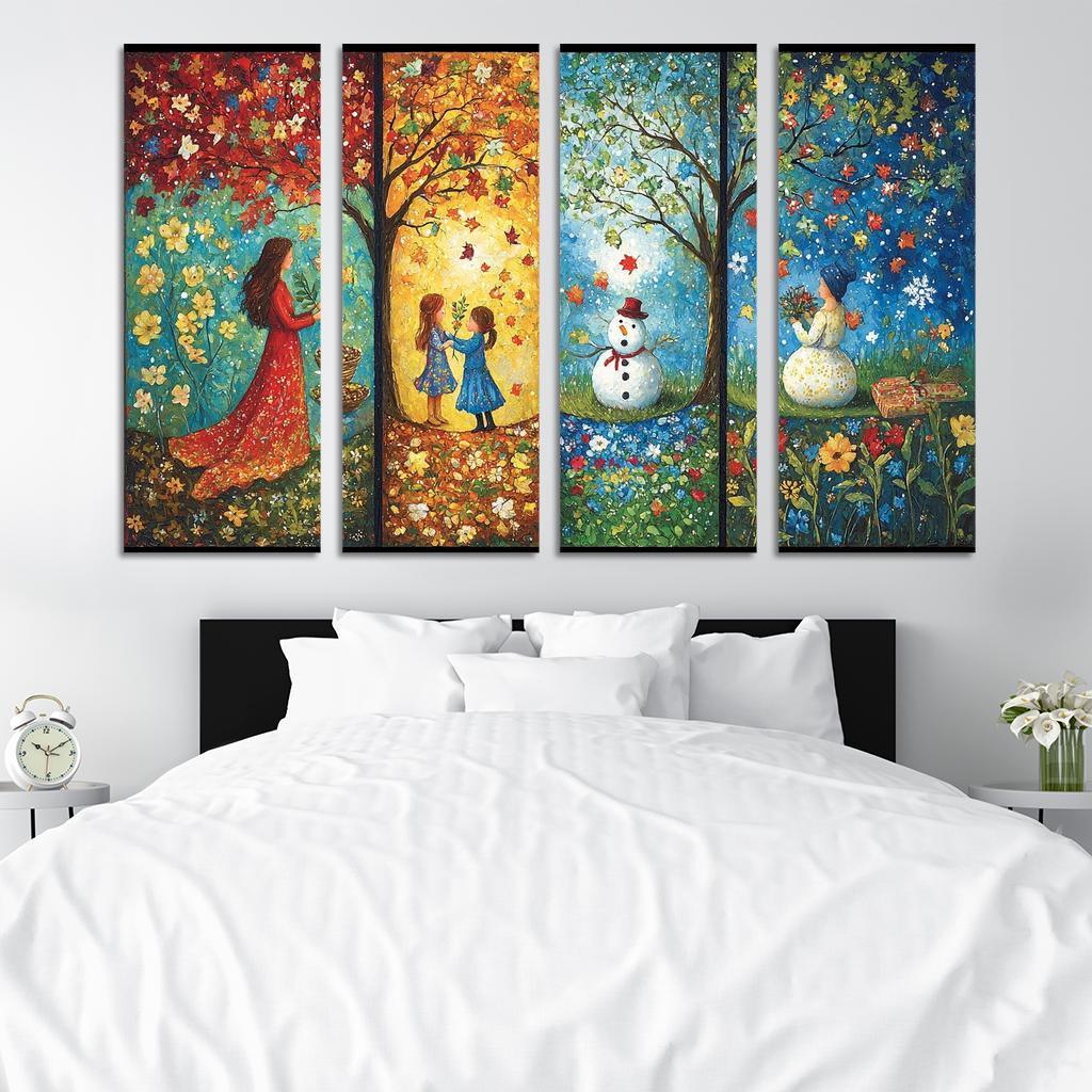 Seasons Of Growth Nurtured By A Mothers Care Custom Paintings Frame