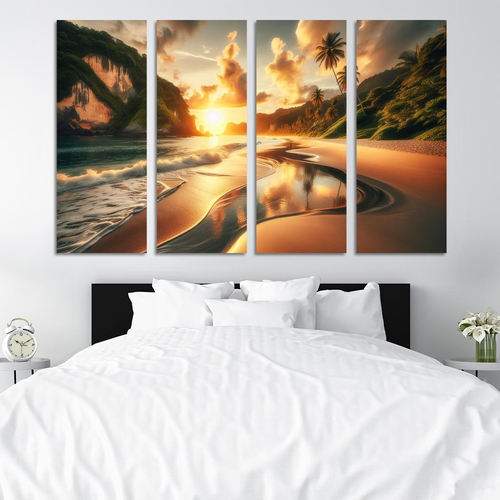 Crescent Moon Beach A Hidden Paradise Modern Paintings Frame