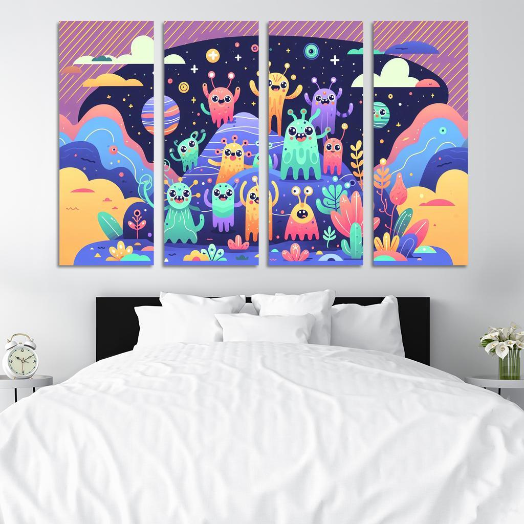 Adventure in Space 4 Piece HD Modern Canvas Panels-Original Frame