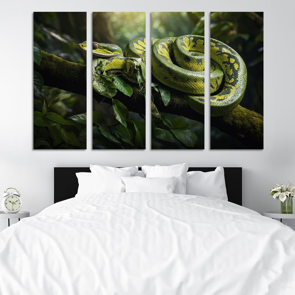 The Stunning Green Tree Python A Gem Of The Rainforest Canvas Paintings Frame