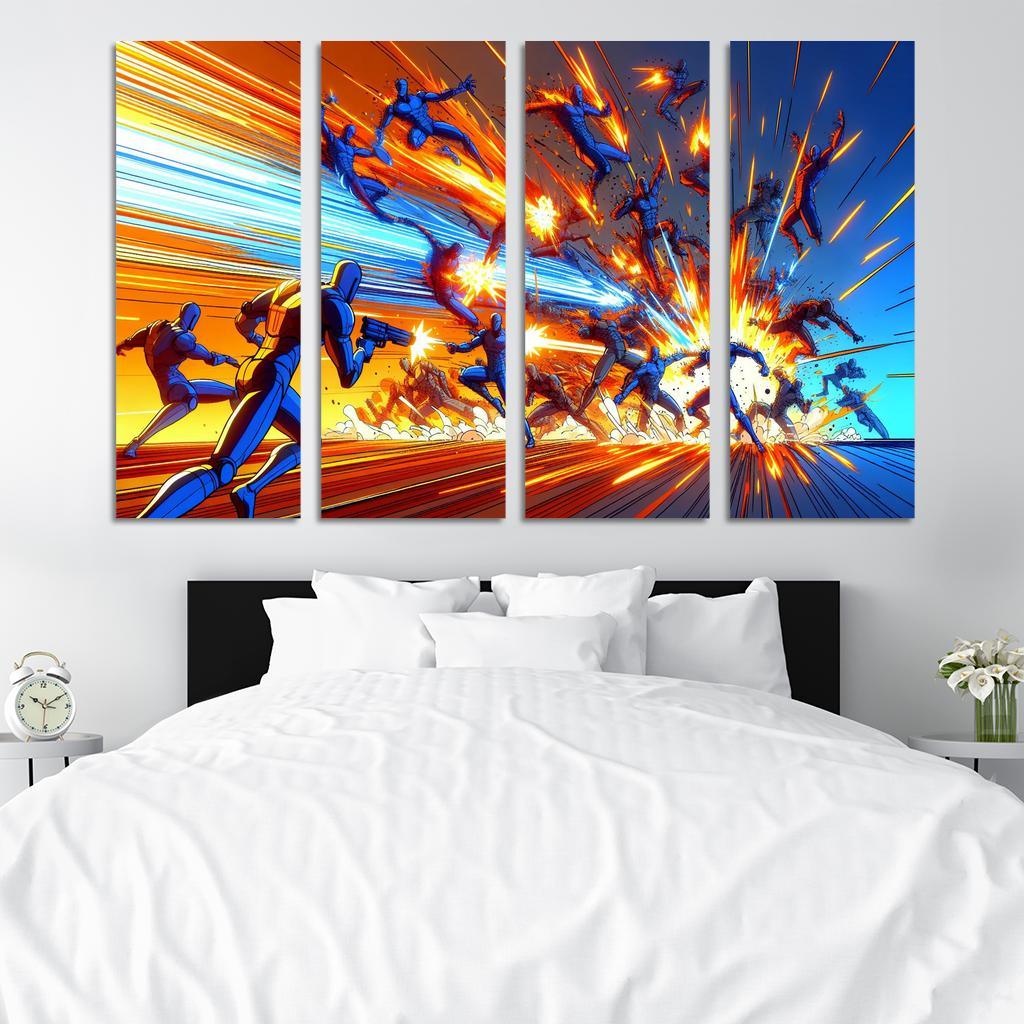 Dragon Ball Z Energy 4 Piece HD Modern Canvas Panels-Original Frame