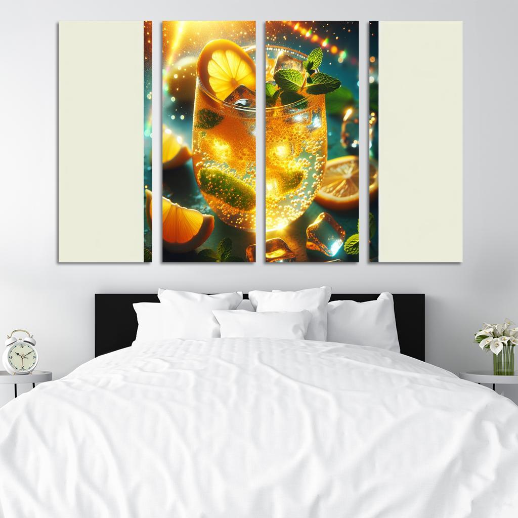 Golden Turmeric Ginger Lemonade 4 Piece HD Modern Canvas Panels-Original Frame