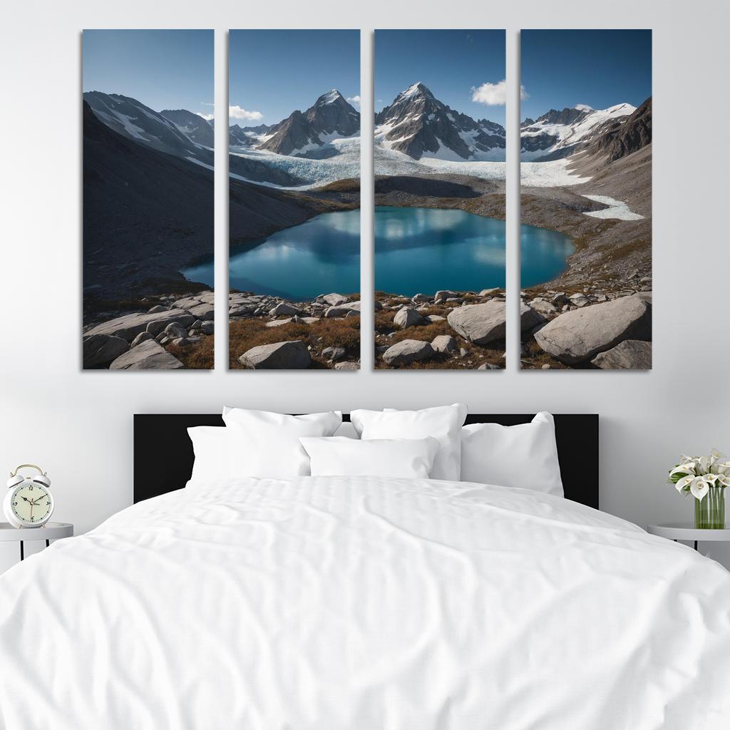 The Majestic Peaks Of Glacier Ridge Modern Paintings Frame