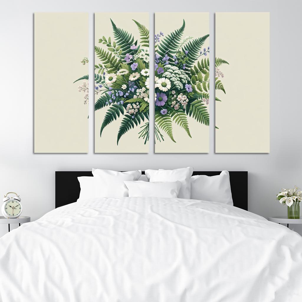 Enchanted Forest Blooms A Woodland Bouquet 4 Piece HD Modern Canvas Panels-Original Frame
