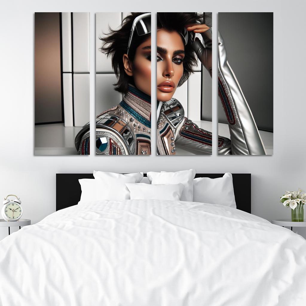 Retro Futurism Fashioning the Future 4 Piece HD Modern Canvas Panels-Original Frame