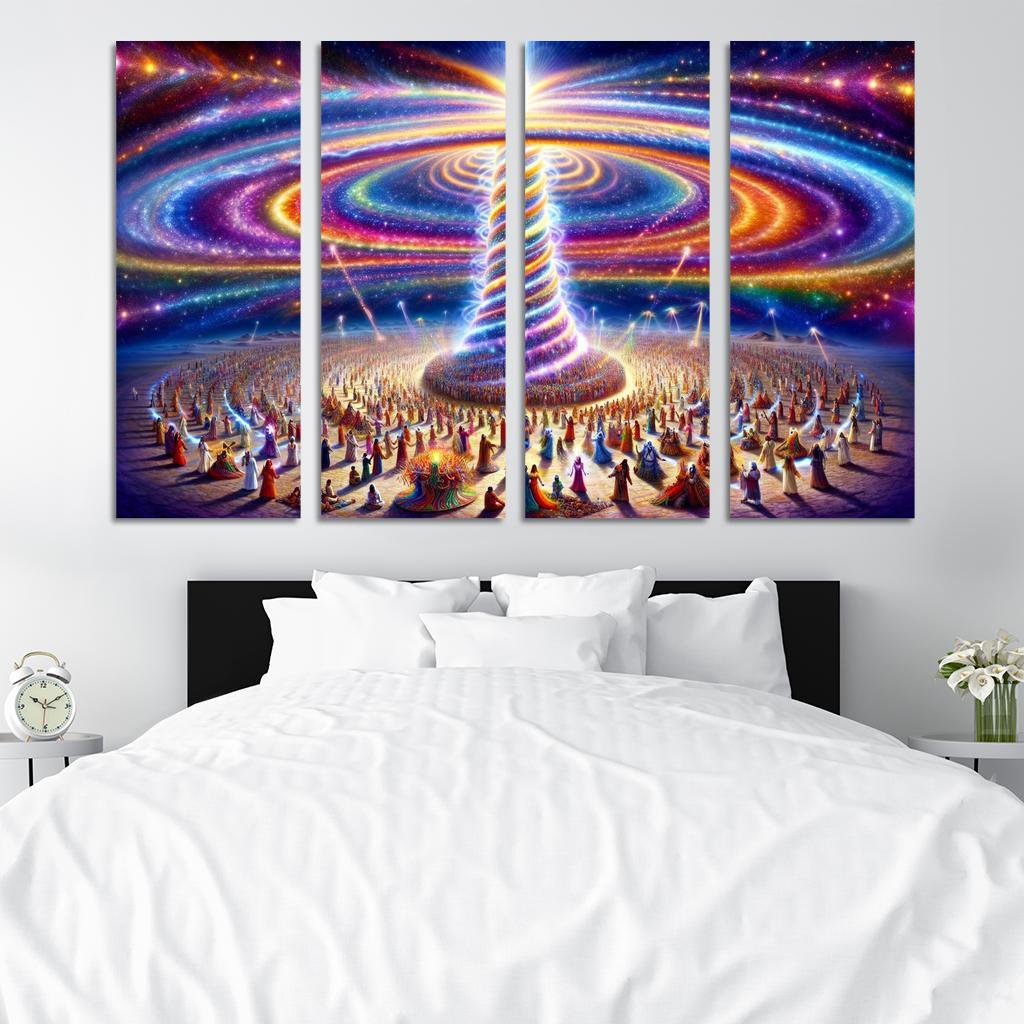 The Aetheric Spiral 4 Piece HD Modern Canvas Panels-Original Frame