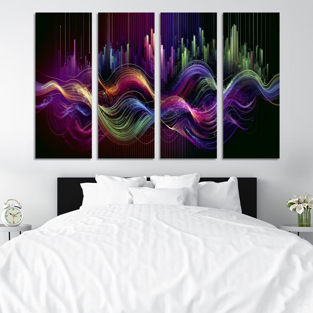 Musical Echoes Harmony 4 Piece HD Modern Canvas Panels-Original Frame