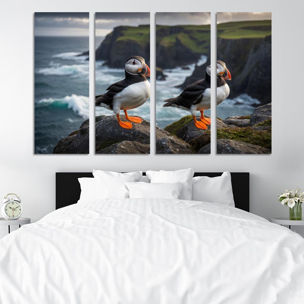 The Colorful Puffin Clown Of The Sea Modern Paintings Frame
