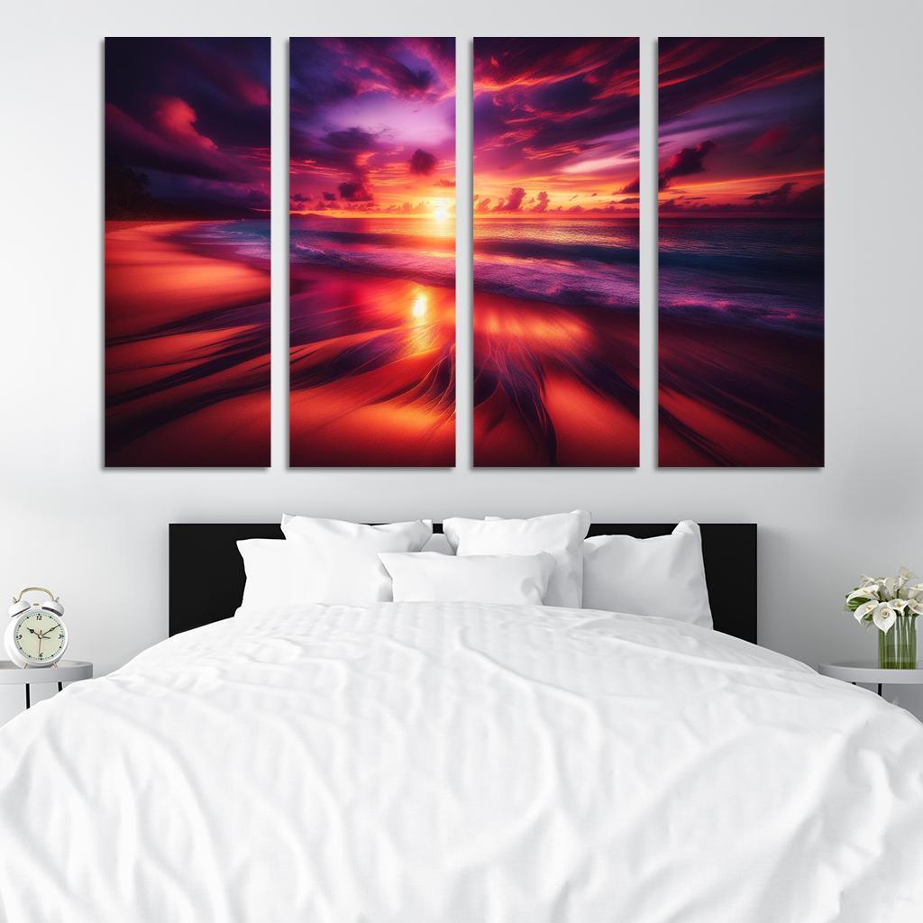 Sunset Viewpoint Beach Modern Paintings Frame