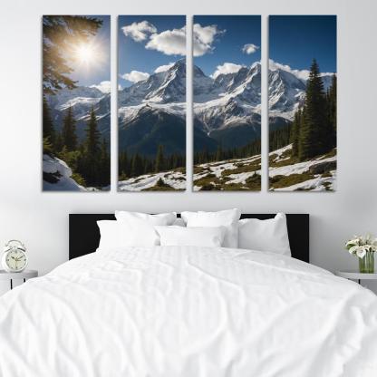 The Grandeur Of Snow-capped Peaks Oil Paintings Frame