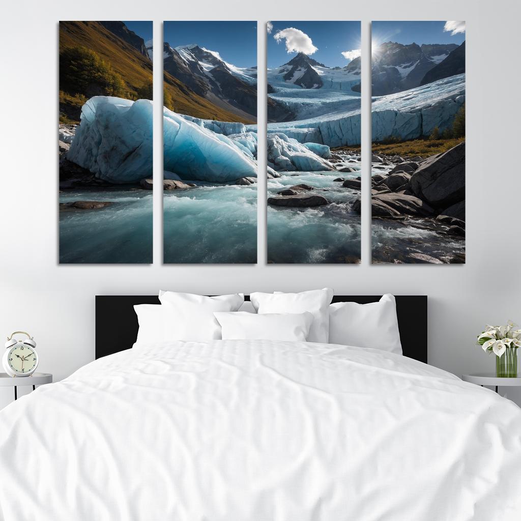 The Majestic View Of Sunlit Glacier Multi-panel Paintings