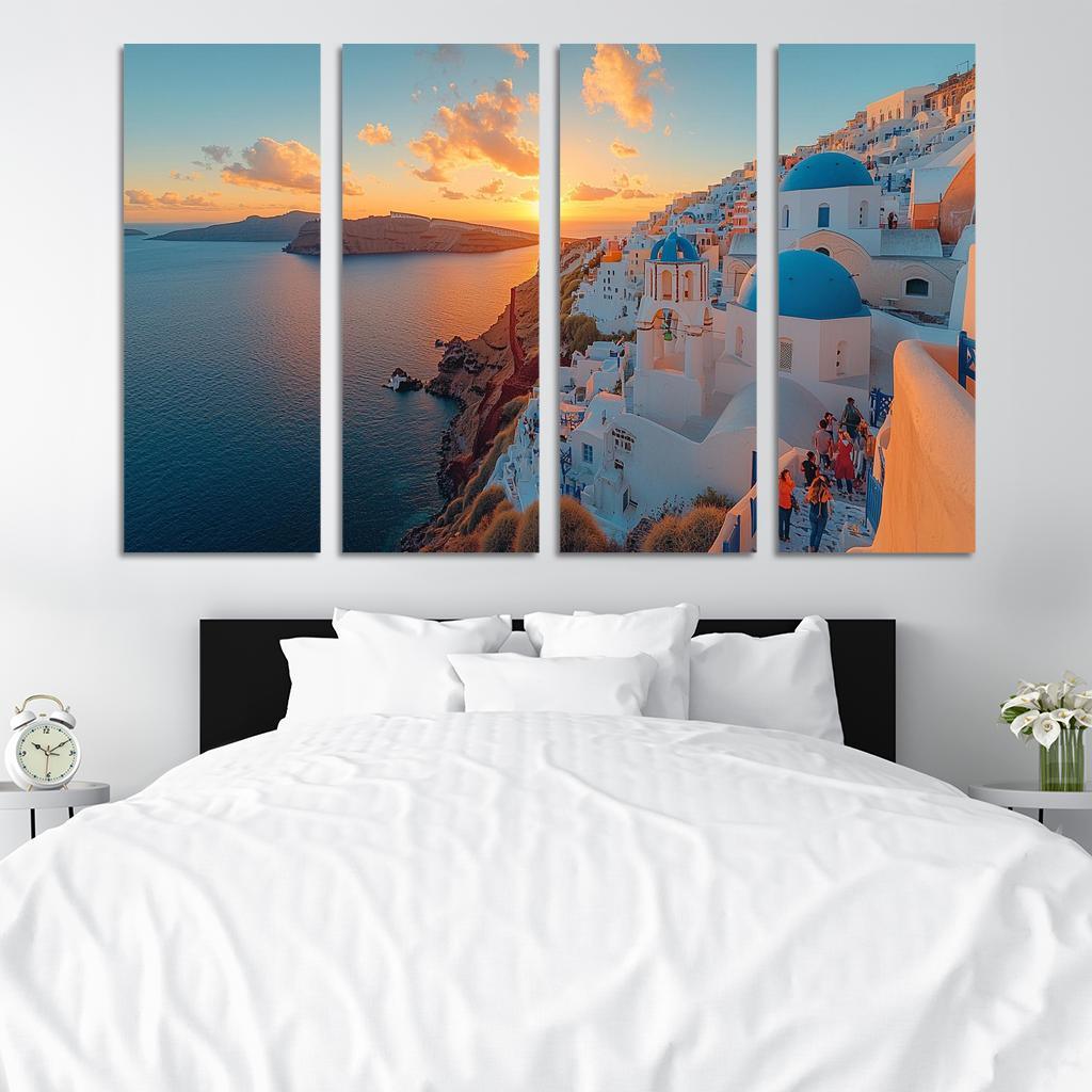 Santorini's Oia Village Abstract Paintings Frame