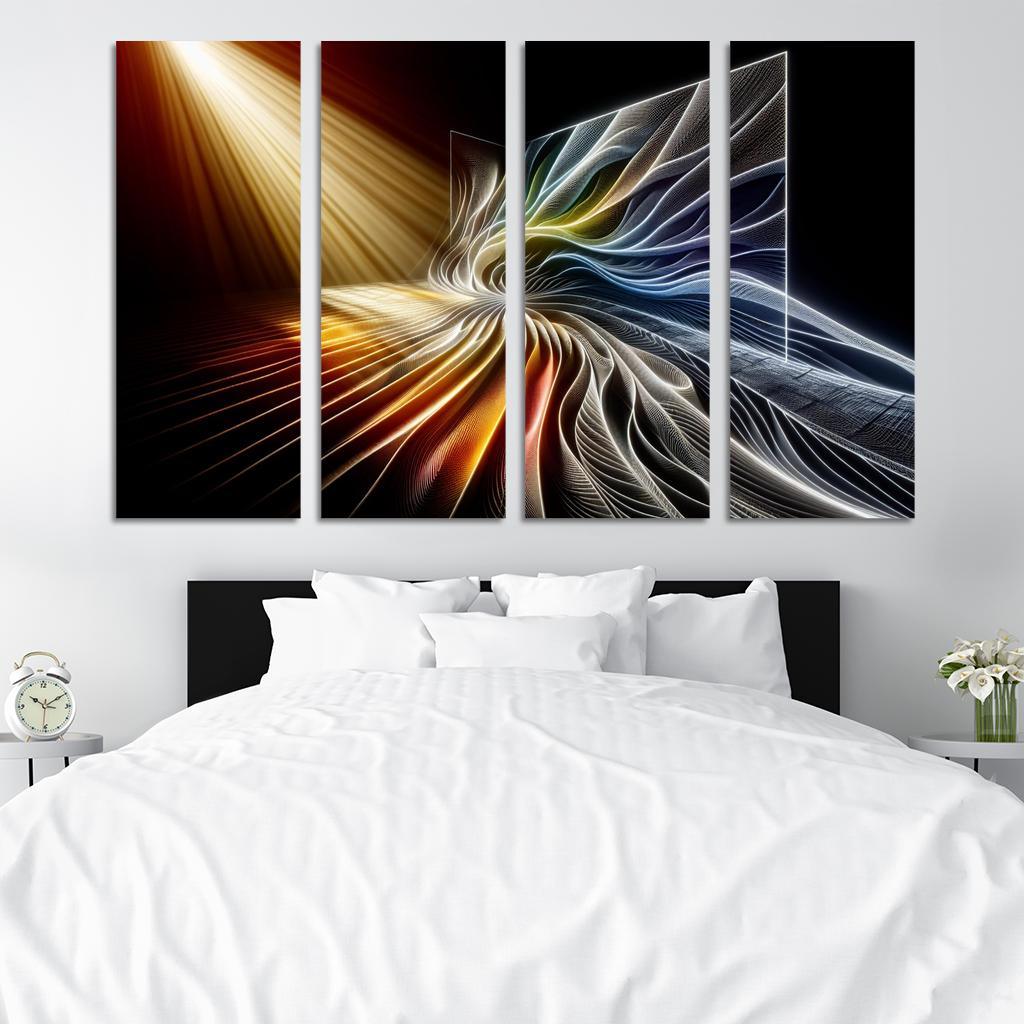 Choreography of Light and Shadow 4 Piece HD Modern Canvas Panels-Original Frame