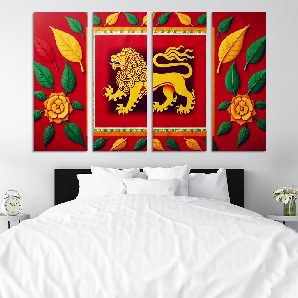 Legacy of Peace The Flag of Sri Lanka 4 Piece HD Modern Canvas Panels-Original Frame