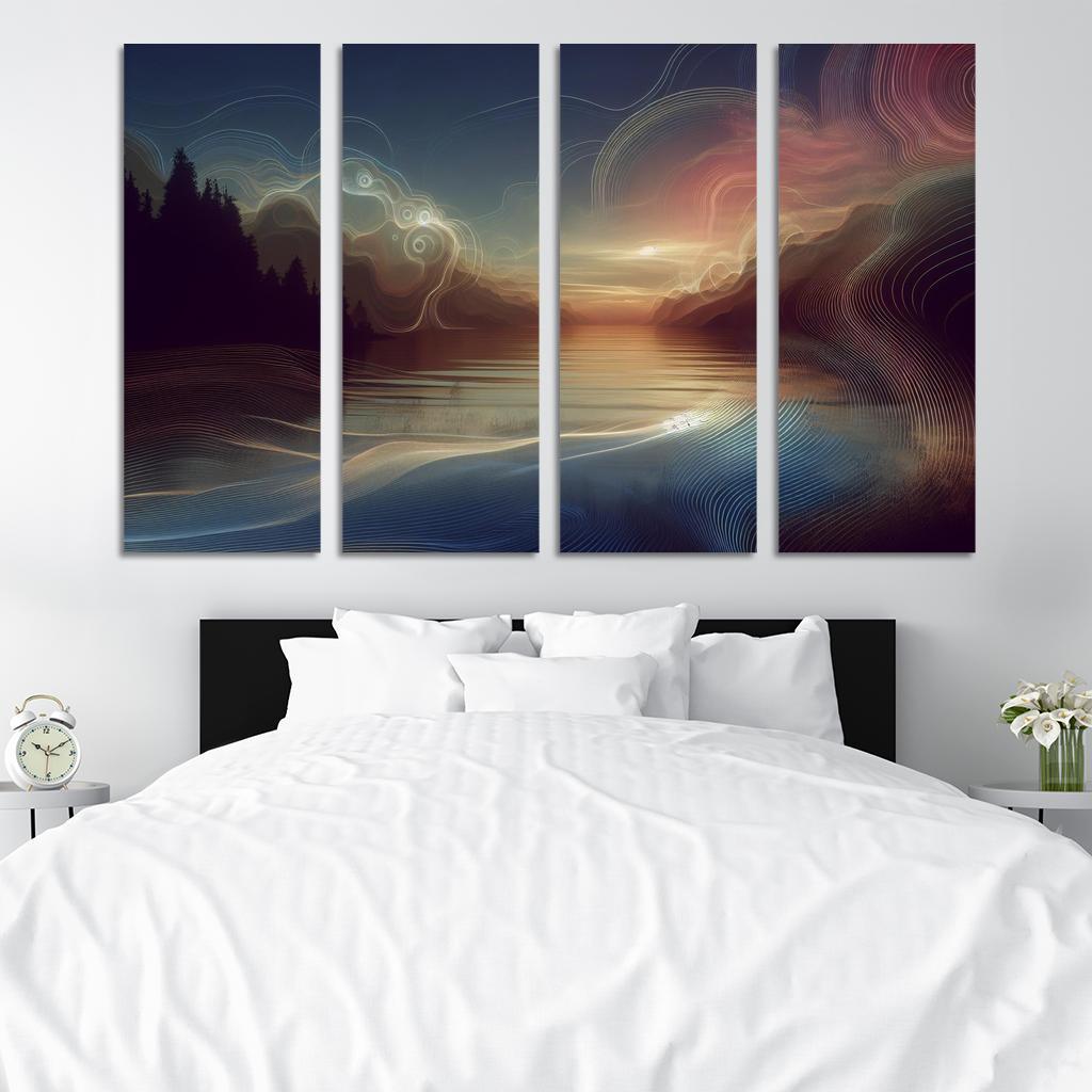 The Symphony of Silence 4 Piece HD Modern Canvas Panels-Original Frame