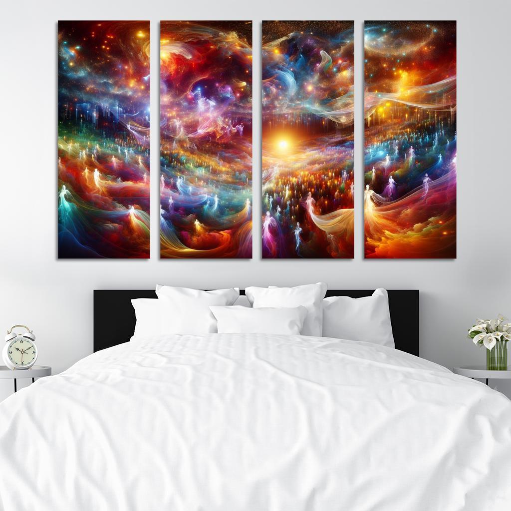 The Luminous Expanse 4 Piece HD Modern Canvas Panels-Original Frame