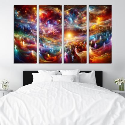 The Luminous Expanse 4 Piece HD Modern Canvas Panels-Original Frame