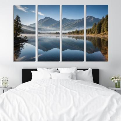 The Celestial Splendor Of Mountain Reflections Oil Paintings Frame