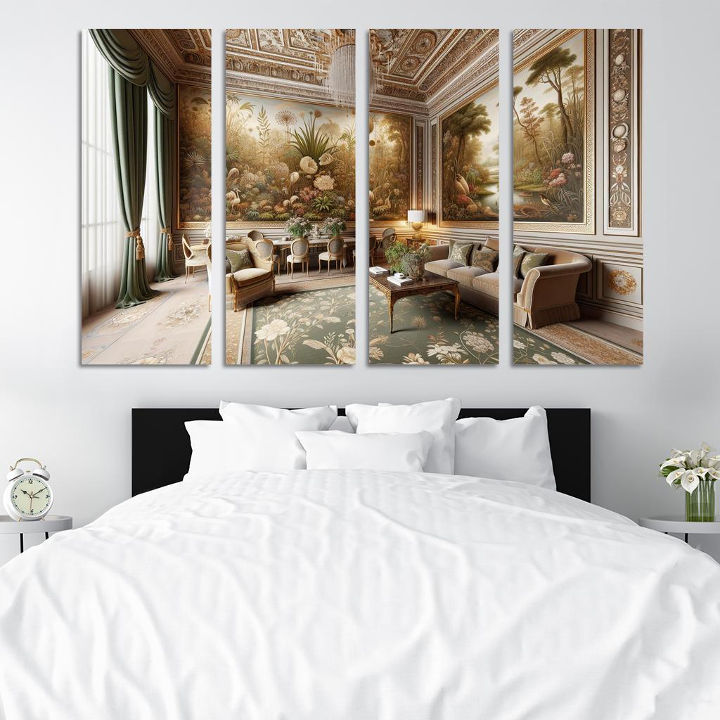 Vintage-Style Framed Botanical Prints 4 Piece HD Modern Canvas Panels-Original Frame