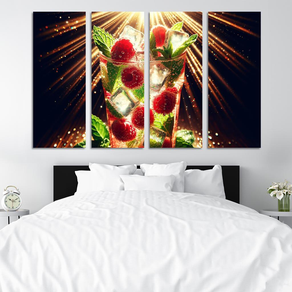 Raspberry Mint Sparkler 4 Piece HD Modern Canvas Panels-Original Frame