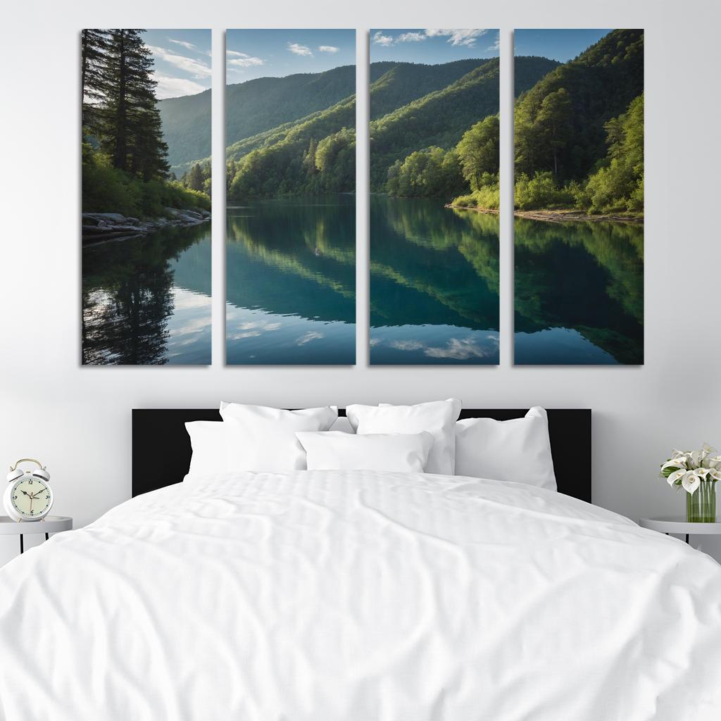 The Mesmerizing View Of Crystal Blue Lakes Oil Paintings Frame