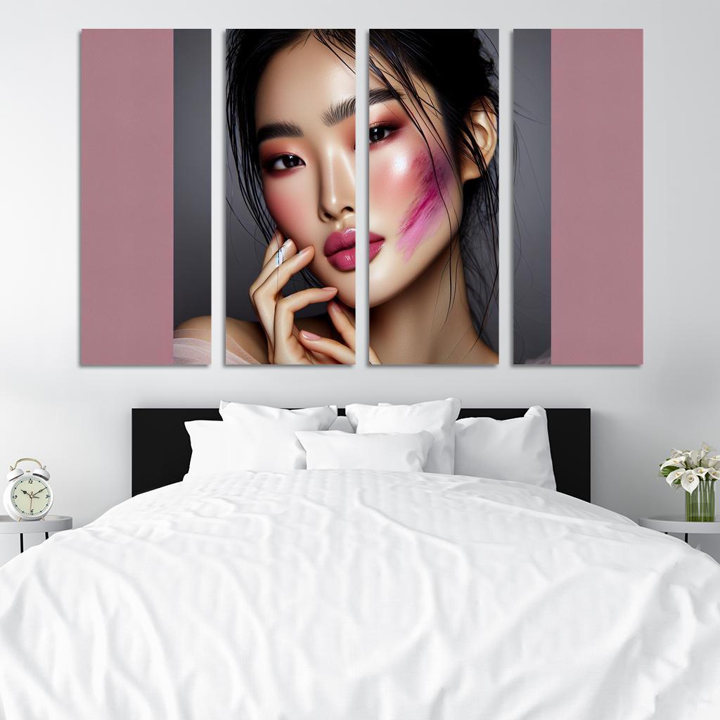 Monochrome Makeup Cohesive Looks 4 Piece HD Modern Canvas Panels-Original Frame
