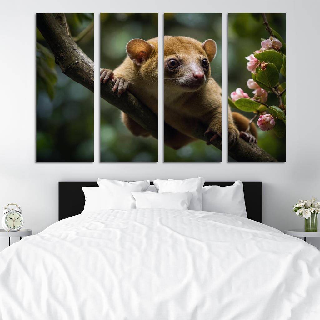 The Exotic Kinkajou In The Rainforest Canopy Framed Paintings