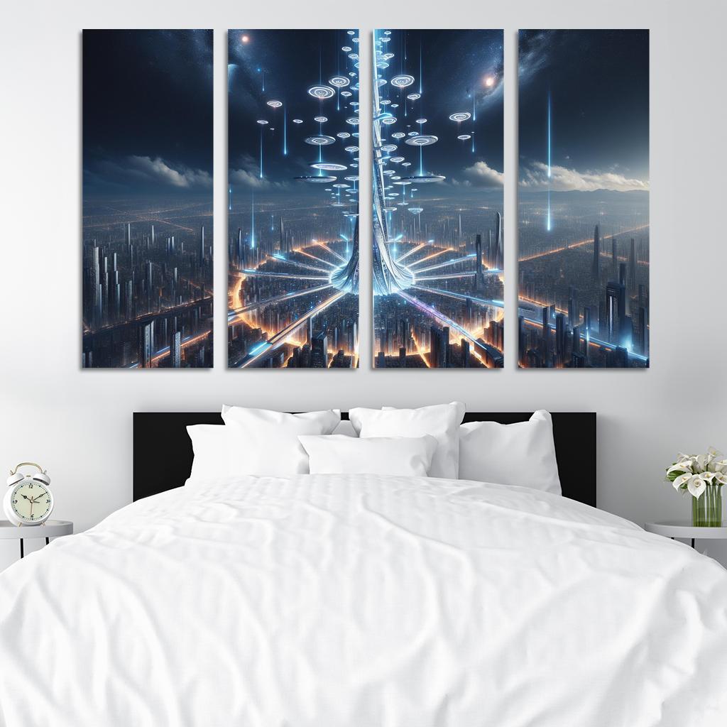 The Technomancer's Spire 4 Piece HD Modern Canvas Panels-Original Frame