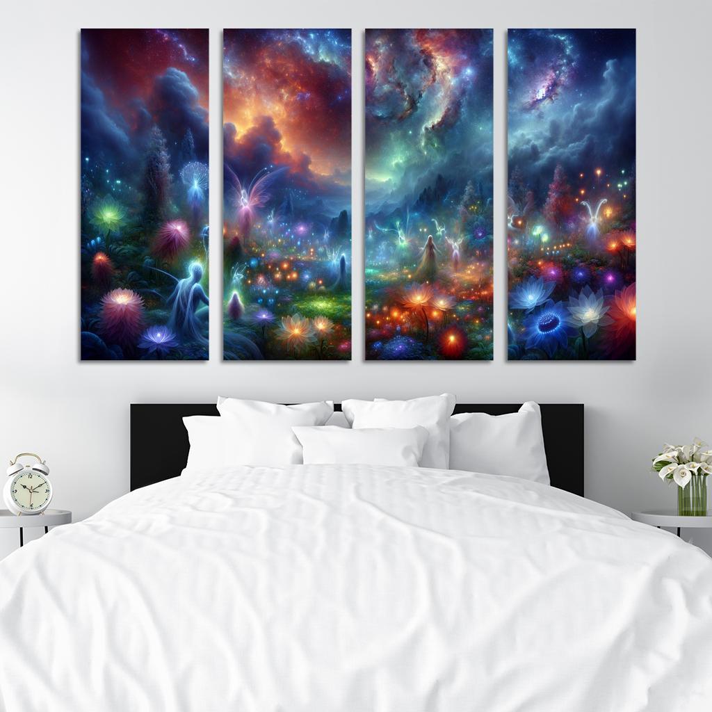 The Nebula Gardens 4 Piece HD Modern Canvas Panels-Original Frame